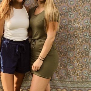 XXS olive green summer dress